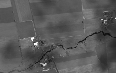 One lane bridge satellite photo from July 5th, 2009
