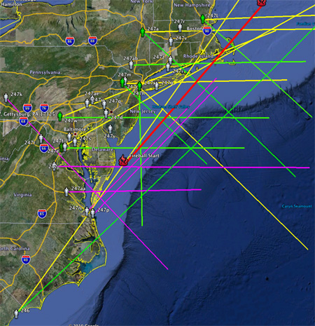 East Coast Fireball - Estimated Path - May 10th, 2010