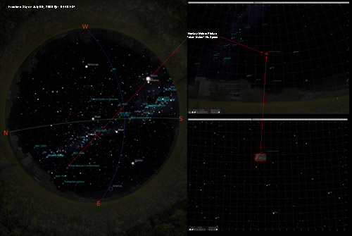 Skymap of Hankey Meteor Photo - July 6th, 2009 