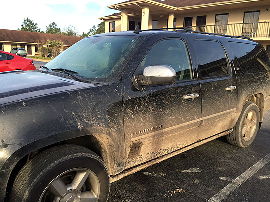 My car after one day in the field. 